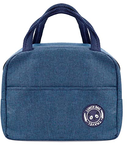 PAIDE P Borsa Termica Porta Pranzo Ufficio, Caldo o Freddo per Lunch Box, Alimenti e Bevande, Ideale per Lavoro, Picnic, Scuola. Adulti e Bambini. (C2, Blu Navy)
