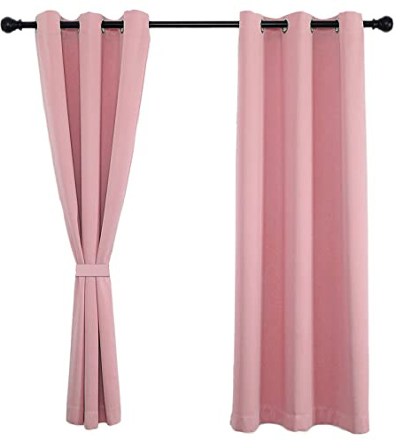 Sichtschutz Isolierende Gardine 90x140cm(H x B), Lange Gardinen, leichte & weiche für Wohnzimmer Dekorative 1Stück-rosa