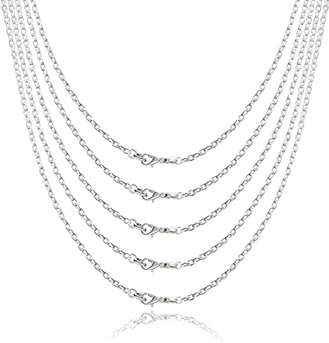 26 Stück Halskettenketten, 925 Silber Gravurketten mit Karabinerverschluss für DIY Schmuck Halskette Armband Herstellung 45 cm