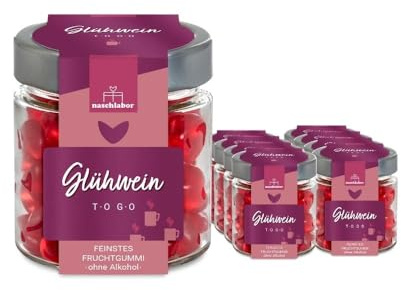 8 Stück Glühwein To Go Fruchtgummis 120g | Alkoholfreie Fruchtgummis für Weihnachts- und Adventszeit im Glas | Große-Verpackung | Geschenk für Weihnachten