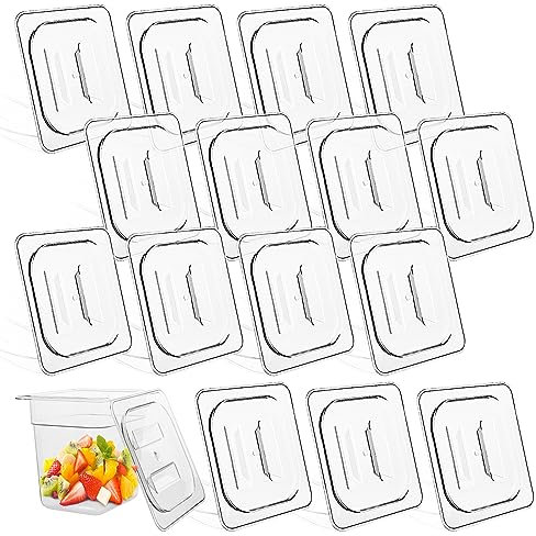 Lot de 8 couvercles de casserole en polycarbonate avec poignée de taille 1/6 - Couvercle de casserole alimentaire en plastique transparent - 17 x 16 cm - Pour restaurant et hôtel