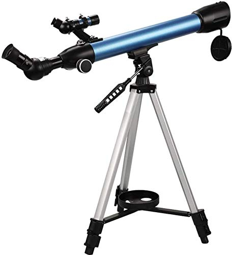 Astronomisches Teleskop 50 mm große Öffnung, Refraktierendes Teleskop 45° Zenith Spiegel Sternenbeobachtung Teleskop für Kinder und Anfänger (Farbe: Blau + Smartphone-Clip) (Blau + Smartphone-Clip)