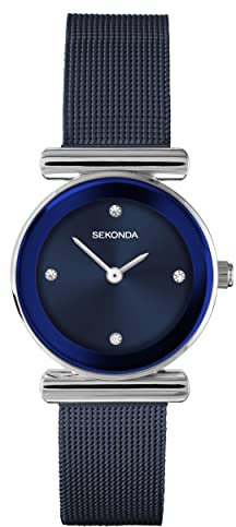 Sekonda Ava Ladies 26mm Quartz Watch in Blue with Analogue Display, and Blue Stainless Steel Strap 40583