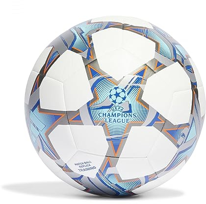 Adidas Mixte Ball (Machine-Stitched) UCL Trn, Top:White/Silver Met./Bright Cyan/Shock Purple Bottom:Iron Met./Solar Orange, IA0952, 5