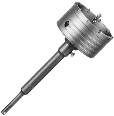 SALI Concrete Hole Saw Kits 105mm Tungsten Steel Wall Hole Cutter Drill Bit Sets with M22 Thread 220mm SDS Plus Shank Connecting Rod Center Positioning Drill Bit for Cement Wall Masonry Foam Brick