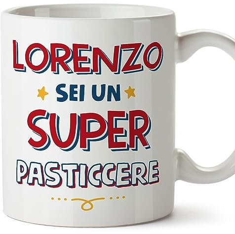 Mugffins Tazza Personalizzata in ceramica per PASTICCERE uomo 11 oz / 350 ml - In italiano - Sei Super - Idea regalo per compleanno, anniversario, natale, laurea