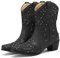 Wavyvigs Stivali da cowboy retrò da donna Stivali da cowgirl ricamati per donna Stivali con strass occidentali a metà polpaccio Black EU 39