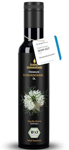 Premium BIO Schwarzkümmelöl - 1. Pressung - 100% kaltgepresst - 100% ägyptisch - naturrein - Lichtschutzflasche aus Miron Violettglas - mühlenfrisch - 1er Flasche (1x250 ml)