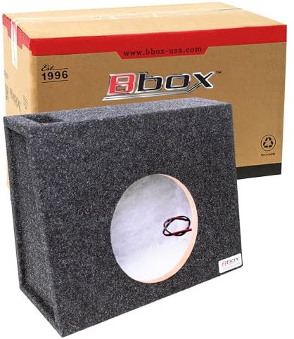 Bbox Atrend 8 Single Truck Style Vented Subwoofer Enclosure - Mitered and Dice End Panels - Premium Carpet Finish, Silver Spring Terminal and 1/2 MDF Frame - Upgrade Your Audio Setup