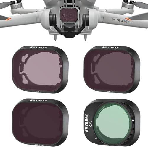 REYGEAK Set di filtri per obiettivo per DJI Mini 4 Pro, rivestimento multistrato a densità neutra ND8 ND64 ND256 CPL (confezione da 4 filtri per lenti CPL/ND), RG-MINI4