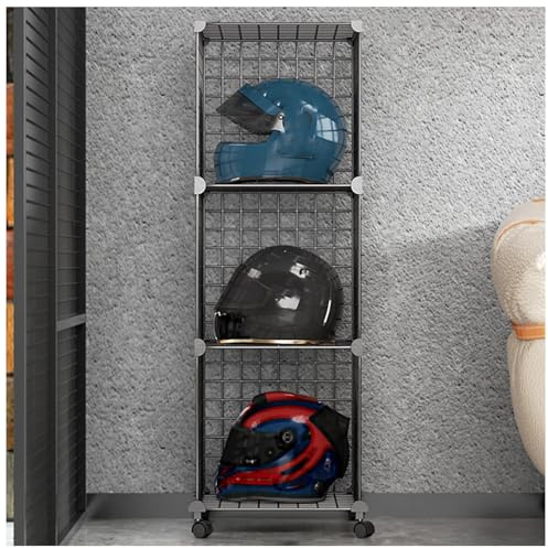 Motorradhelm Aufbewahrungsregal Metall Hutablage, Helm organisieren Vitrine für Fußballhelm/Fahrradhelm/Baseballhelm, Großer Hut-Organizer-Kappenaufhänger für Hutladen und Garderobe