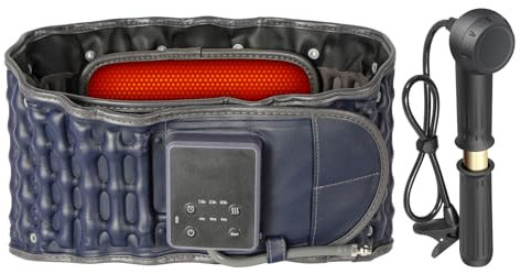 Ceinture Lombaire Chauffante sans Fil avec Décompression et Traction Gonflable, Coussin Chauffant, Batterie Rechargeable 4000 mAh, Taille Unique 29 à 49 Pouces