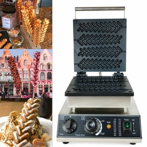 1700W Weizenstiel waffeleisen Elektrische Kommerziell Antihaftpfanne Weizenstiel Waffelmaker Waffeleisen Waffelmaschine 50-300℃, Nur 3-5 Minuten, Einmal 4 Weizenstielwaffeln