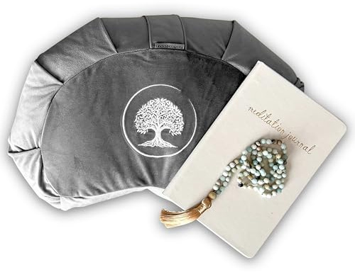 Meditationskissen Kit - Meditationszubehör - Besondere Geschenke für Frauen oder Männer, Selbstpflege-Geschenk für alle, Angstlinderung Artikel - Japa Mala - Meditationstagebuch