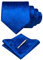 JEMYGINS Cravates et mouchoirs de poche à fleurs pour homme disponibles avec pince à cravate, Bleu/bleu diode, M