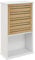 HOMCOM Armoire Murale de Salle de Bain avec Porte à Lattes en Bambou, Meuble de Rangement, étagère réglable, 40l x 20P x 70H cm, Blanc