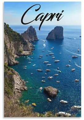 Jdjdu Vintage-Reiseposter Italien Capri, Geschenk, Wanddekoration, Malerei, Poster, Leinwand, Kunstposter
