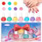 Wakaniya Kids Nail Polish Set for Girls, Non Toxic Low Odor Water Base Glitter Color Quick Drying Peel off Nail Varnish Kit for Toddlers 3+