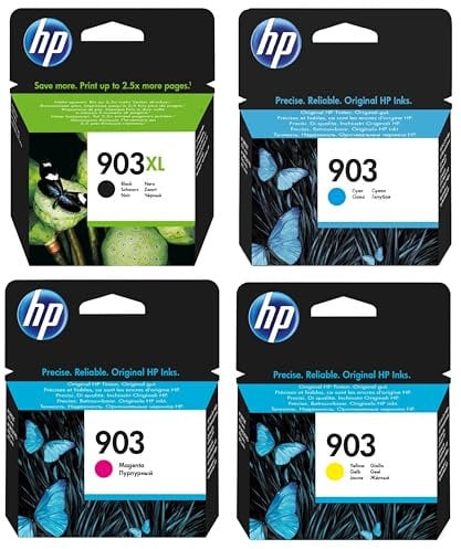 IC-Office Bundle für Original Druckerpatronen HP 903XL Schwarz und je 1x HP 903 Cyan, Magenta, Yellow OfficeJet 6950, 6951 HP OfficeJet Pro 6960, 6970, 6974 + Kugelschreiber
