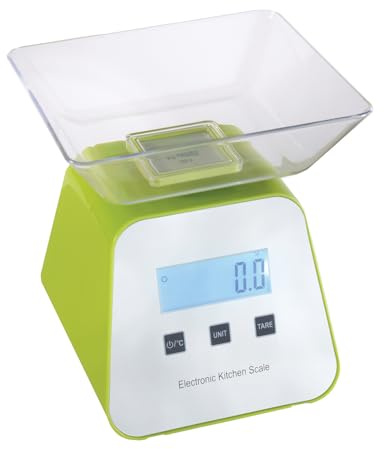 Basilico® Digital Kitchen Scales with Removable Tray - Digital Display for Easy Reading - Battery Operated - Practical Kitchen Companion for Everyday Use - Retro Digital Scales - Green