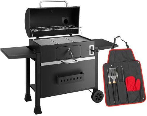 KCT XXL Charcoal BBQ Grill Extra Large Smoker Barbecue with Utensil Tool Kit