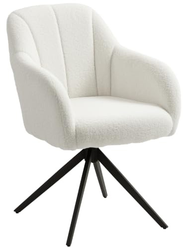 HOMCOM Poltrona girevole grande comfort base in acciaio bianca