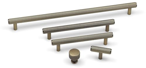 320mm Antique Brass Reeded Cabinet Handle Textured Cupboard Door Drawer Furniture Pull