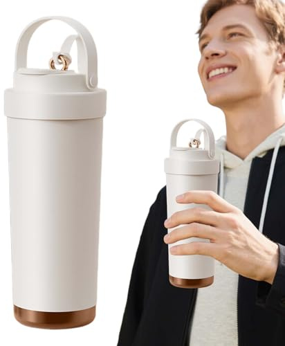 Qfdiwr Gourde Isotherme Avec Paille | 750ml Tasse Isotherme avec Bouchon - Gourde Réutilisable À Boire Directe Revêtement Céramique Anti-Fuite Pour Maison Bureau Sport École Voyage Camping Gym