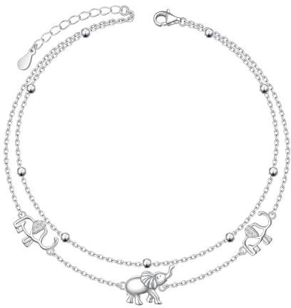 HOOHWE Fußkettchen für Damen Silber 925 Verstellbar Schmetterling Mond Perle Keltischer Knoten Fußkette Mehrlagig Fussketten für Frauen Strand Doppelschichtig Anklets Boho Schmuck