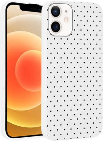 Foonary Polka Dot Phone Case for iPhone 12 Cute Fashion Pattern Case 6.1, Aesthetic Trendy Stylish Design Women Girly Cover Camera Protective Slim Silicone Shockproof TPU Funda, White
