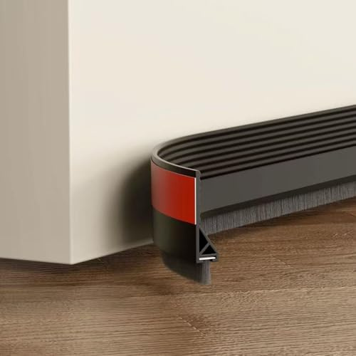FFPMYF Burlete de burlete para puertas, sellado de suelo con cepillo, sello autoadhesivo para puerta, cepillo de puerta, burlete de cepillo (negro)