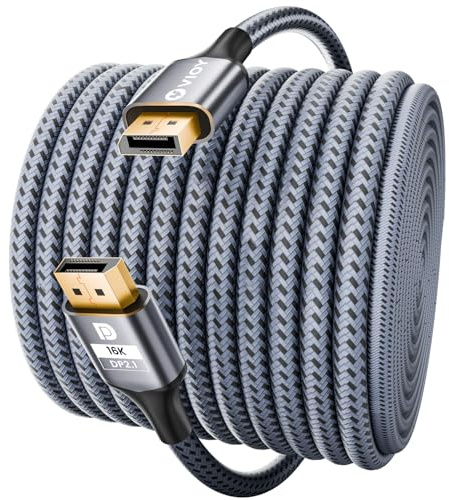 VIOY DisplayPort 2.1 Cable 2M, Support 16K@60HZ 80Gbps DP to DP Cord | DP2.1 80Gbps bandwidth, DSC1.2a Dynamic HDR HDCP2.2, G-Sync FreeSync, triple shielding, daisy chain multi-screen support