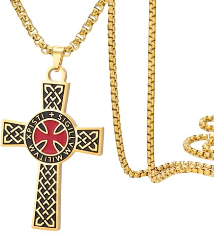 Dreamtimes Ritter Templer Kreuz Halskette für Frauen Männer Edelstahl Vintage Kreuzritter Heiliger Ritter Halskette Dainty Religiöser Schmuck