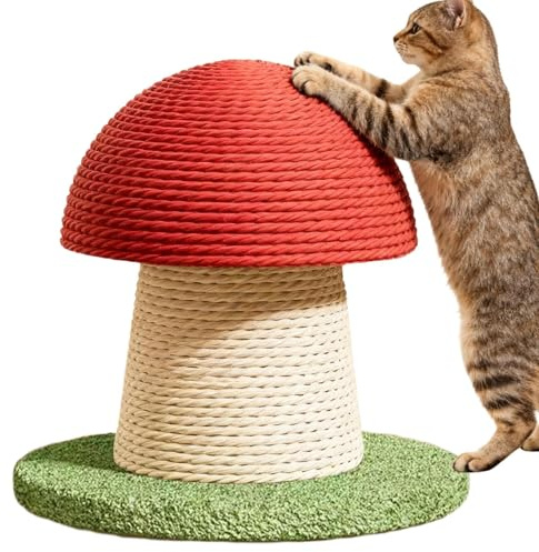 Pilz, Katzenbaum Mit Sisalseil Und Stabiler Bodenplatte, Kratzsäule Mit Geflochtenem Sisal, Kratzstamm, Katzenkratzbaum, Innenkratzbaum Für Kätzchen Und Kleine Katzen