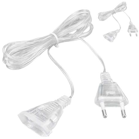 COMVASTARS® 2 Stück Verlängerungskabel Dünnes Transparent 3M, Eurostecker Verlängerung Kabel Transparent 2-Adrig, Anschlusskabel mit Stecker transparent für Led-Laternen und Den Außenbereich
