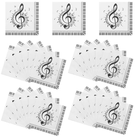 Musiknoten Servietten 100 Stück aus Papier für Festliche Feiern | Dekorative Tischgestaltung, Kreative Muster, Angenehme Nutzung, Passend für Abendessen und Besondere Anlässe