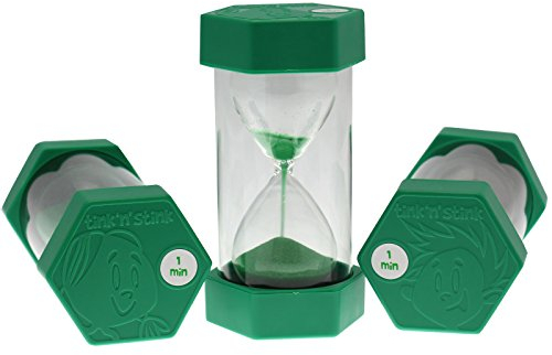 Tink n Stink Large Sand Timer 1 Minute Green Hourglass with Robust End Caps Quiet Time Management Classroom Game Home Office