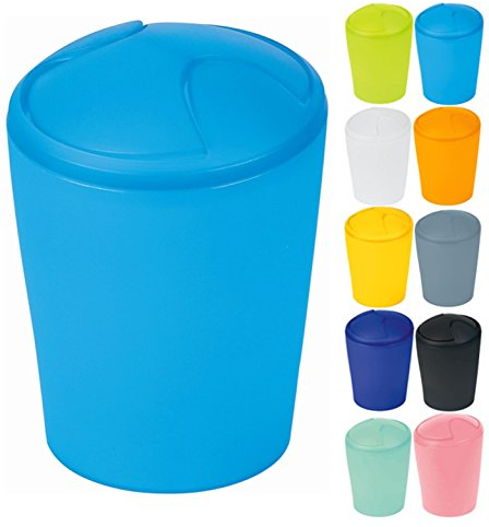 Spirella Kosmetikeimer Move Abfalleimer Schwingdeckeleimer | Kunststoff | 2 Liter|Hellblau