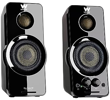 Woxter Big Bass 95 RGB - Altavoces Multimedia Estéreo, 20W, Potentes, conexión 3,5mm, iluminación RGB, Botones y Conexiones AUX y Cascos en Parte Frontal, PC/Smartphones y videoconsolas