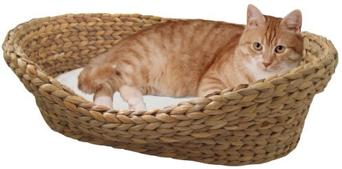 Silvio Design Tierbett Wasserhyazinthe Natur-wollweiß, groß, ca. 56x72x17 cm