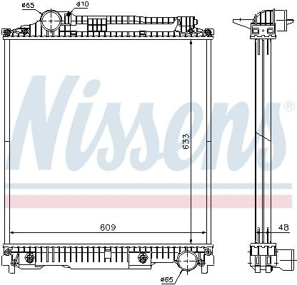 NISSENS Kühler Motorkühlung Kühler Wasserkühler Motorkühler Netzbreite 609mm Netzlänge 633mm Netztiefe 48mm 626470