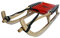 German Luge Freizeitrodel 95 cm Farbe natur/Edelstahlschiene/Sitz rot