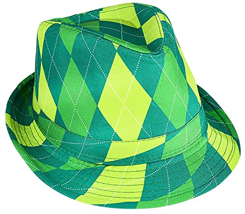 Rhode Island Novelty St. Patck fts Day Green Plaid Fedora One Hat