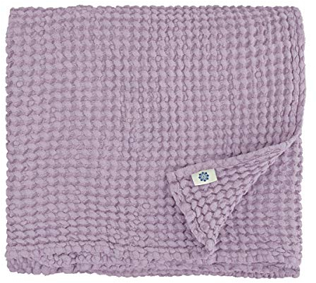 Linen & Cotton Premium-Qualität Waffel Tuch Saunatuch Strandtuch Handtücher Badetücher Duschtücher Gästehandtücher Ezra, 48% Leinen, 52% Baumwolle - 50 x 70cm (Lila/Violett)