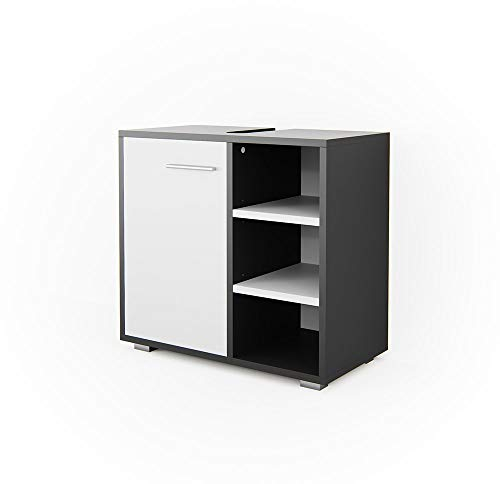 Vicco Waschbeckenunterschrank Perry, Waschtischunterschrank, Anthrazit/Weiß, 60 x 55.6 cm