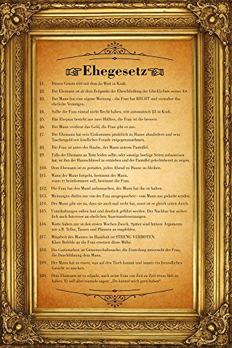 empireposter Ehegesetz - Urkunde mit gedruckten Barockrahmen - Motivations Poster Plakat Druck - Größe cm + 2 St Posterleisten Kunststoff 62 cm schwarz
