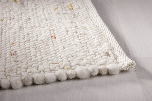 Taracarpet Moderner Landhaus Teppich Handwebteppich Fjord aus hochwertiger Schurwolle beidseitig legbar echte Handarbeit Farbe 161 Natur Terra terrakotta meliert 200x200 cm quadratisch