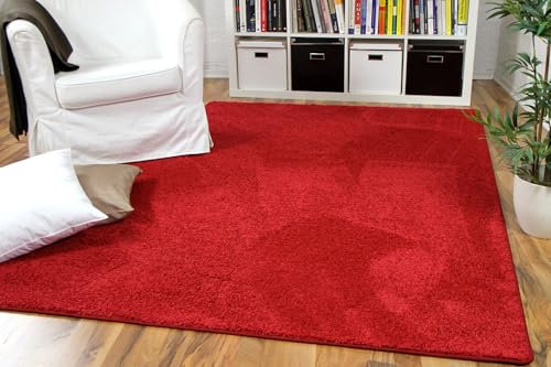 Snapstyle Hochflor Velours Teppich Mona Rot in 24 Größen