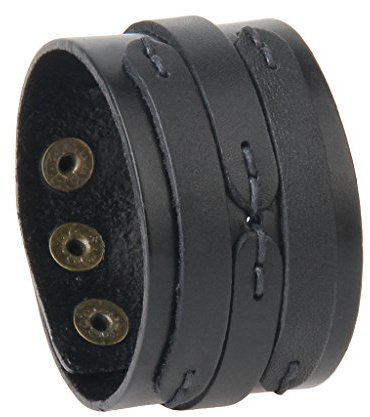 GelConnie Leder-Manschetten-Armband, Punk, geflochtene Armbänder, Rock-Lederarmbänder, Kunstleder-Armband, Gothic-Wikinger-Armreif, verstellbares Wickelarmband für Damen, Herren, 9 inches, Leder
