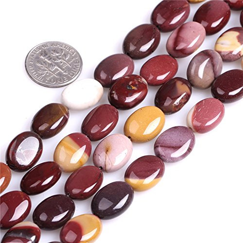 SHGbeads natürliche 10 x 14 mm ovale mehrfarbige Mookait-Jaspis Edelstein lose Perlen für Schmuckherstellung 38,1 cm